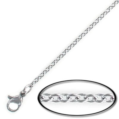 Neckchain, soldered, length 2.3mm, width 1.9mm, 0.5mm thickness, stainless steel, 304, 16 inch. (SKU# NC250S16/SS). Sold per pack of 12