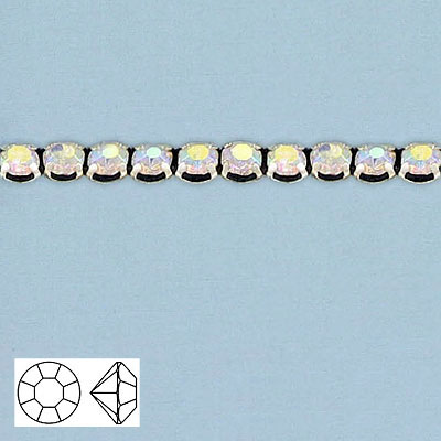 Rhinestone banding, 1-row ss20 black braid ab crystal brilliant (SKU# RBM201BB301B). Minimum order is 1 meter.