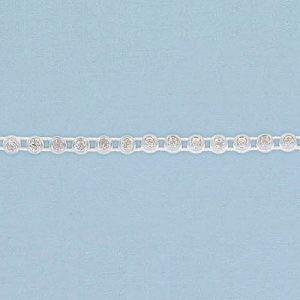 Galon pierres du Rhin, 1 rang, ss8, cristal, coupé à la machine, bande plastique transparente. La commande minimum est de 1 metre. (SKU# RBP081C101)