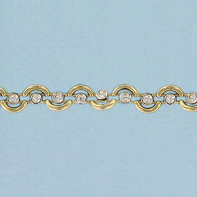 Rhinestone banding, gold/crystal (SKU# RBTR34/081). Minimum order is 1 meter.