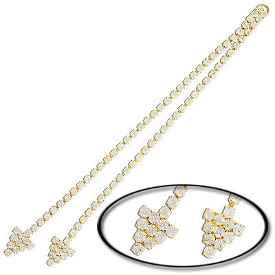 Rhinestone component, double rhinestone dress strap, arrow, crystal/gold (SKU# RS7846L/081). Sold individually.