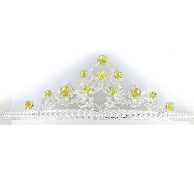 Tiara with jonquil color stones, silver plate (SKU# RT6101/213S). Sold individually.