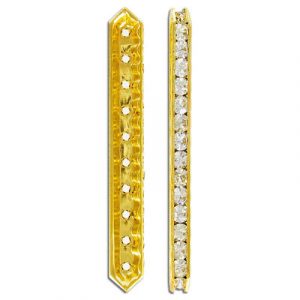Connecteur en pierre du rhin espaceur, 70x9mm, 10 trous, cristal, plaqué couleur or. Vendu en paquet de 12. (SKU# SB709-10/101G)