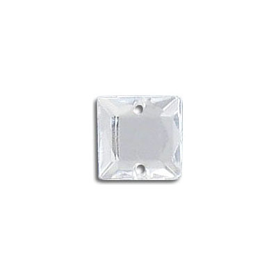Pierre à coudre, 10x10mm, carré, cristal. Vendu en paquet de 144. (SKU# SJ10X10/101)