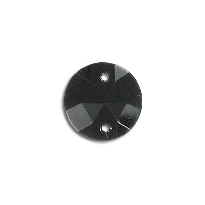 Sew-on jewel, 13mm, round, jet (SKU# SJ13MM/212). Sold per pack of 48