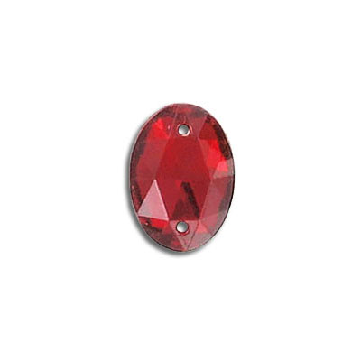 Sew-on jewel oval, siam, 14x10mm size (SKU# SJ14X10/225). Sold per pack of 36