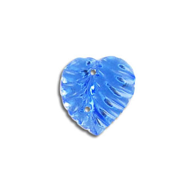 Sew-on jewel, 14x13mm, leaf, sapphire (SKU# SJ14X13/224). Sold per pack of 48
