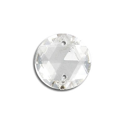 Sew-on jewel round, crystal, 15mm size (SKU# SJ15MM/101). Sold per pack of 48
