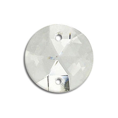 Sew-on jewel, 20mm, round, crystal color (SKU# SJ20MM/101). Sold per pack of 12