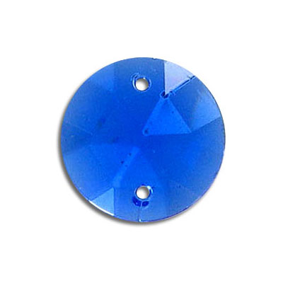 Sew-on jewel, 20mm, round, sapphire (SKU# SJ20MM/224). Sold per pack of 12