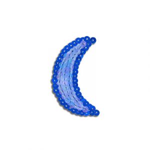 Appliques en paillettes, lune, bleu 3x5.5cm (1.25"x2"). Vendu en paquet de 12. (SKU# SM1676/BL)