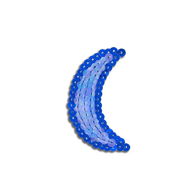 Appliques en paillettes, lune, bleu 3x5.5cm (1.25"x2"). Vendu en paquet de 12. (SKU# SM1676/BL)