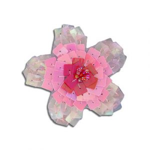 Appliques en paillettes, fleur, arose aurore boréale, 6.5cm (2.5"). Vendu separement. (SKU# SM1933/ABPK)