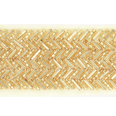 Banding 3 row beaded motif gold (SKU# SM20203/GL). Minimum order is 1 meter.