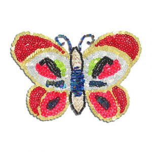 Sequin motifs, 11.5x8cm, 4.5"x3", large butterfly, red, silver  (SKU# SM2797B/MU). Sold individually.