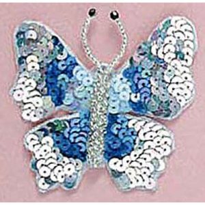 Sequin motif butterfly, silver (SKU# SM3127/MU). Sold individually.