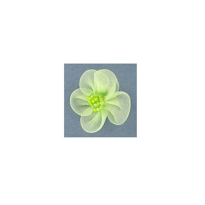 Appliques en paillettes, fleur, verte, 3cm (1.25"). Vendu en paquet de 12. (SKU# SM3230/GRN)