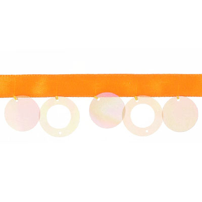 Garniture à paillettes, orange. La commande minimum est de 1 metre. (SKU# SM3776/ORG)