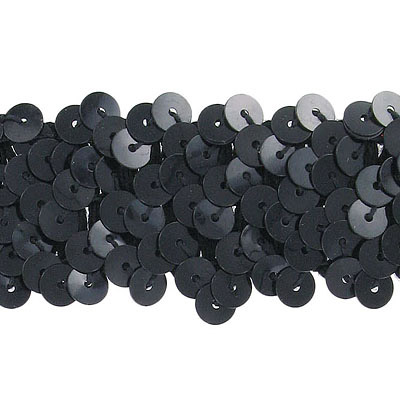 Paillettes extensibles à 3 rangs noir. La commande minimum est de 1 verge. (SKU# SM3R/BLK)