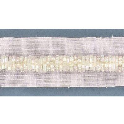 Sequin trimming, crystal iris on white tape (SKU# SM498/ABWHT). Minimum order is 1 meter.