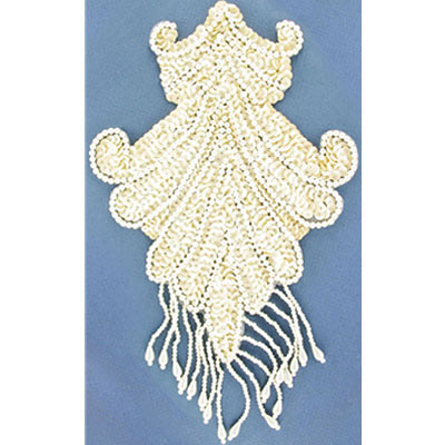 Appliques en paillettes, motif avec frange, blanc aurore boréale, 17x28.5cm (6.75"x11"). Vendu separement. (SKU# SM5/WHIR)