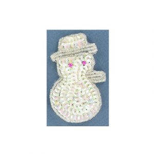 Appliques en paillettes, bonhomme de neige, cristal aurore boréale, 5x7.5cm (2"x3"). Vendu separement. (SKU# SM600)