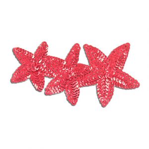 Sequin motifs, 13x7cm, 5"x2.75", 3 stars, red (SKU# SM880/RD). Sold individually.