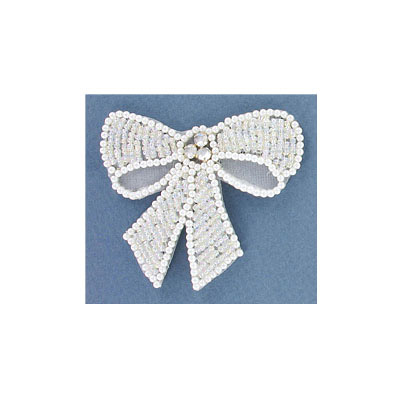 Appliques en paillettes, boucle, cristal aurore boréale, 7x6cm (2.75x2.5"). Vendu separement. (SKU# SMBG927/WHIR)