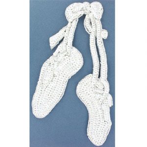 Sequin motifs, 12x23cm, 5"x9", large ballet slippers, white iris (SKU# SMBH648/WHIR). Sold individually.