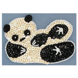 Sequin motifs, 13x9cm, 5"x3.5", panda laying down, black and white (SKU# SMDC853/BLKWH). Sold individually.