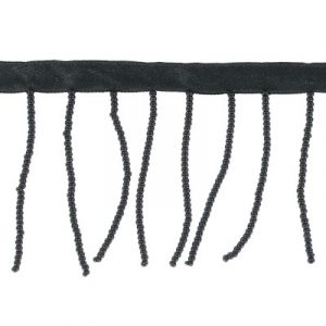 Frange, 2 pouces, perles de rocaille, noir. La commande minimum est de 1 verge. (SKU# SMF4522/BLK)