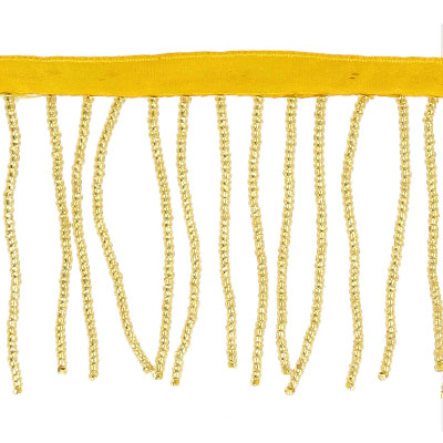 Frange, 2 pouces, perles de rocaille, or. La commande minimum est de 1 verge. (SKU# SMF4522/GL)