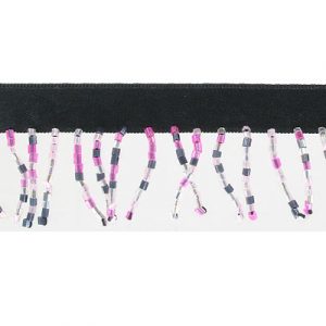 Frange, 1 pouce, multicolore pâle sur ruban noir. La commande minimum est de 1 verge. (SKU# SMF791A/MU)