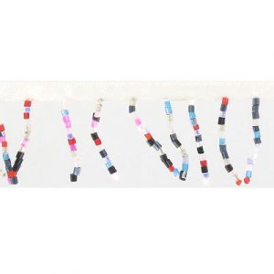 Frange, 1 pouce, multicolore pâle sur ruban blanc. La commande minimum est de 1 verge. (SKU# SMF791C/MU)