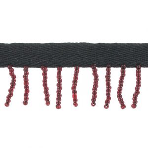 Frange, 1 pouce rouge sur ruban noir. La commande minimum est de 1 verge. (SKU# SMF792C/RD)