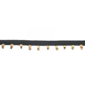 Frange de perles en bois sur ruban noir. La commande minimum est de 1 verge. (SKU# SMF860/BLK)