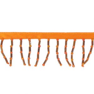 Frange sur ruban orange. La commande minimum est de 1 verge. (SKU# SMF917/ORG)