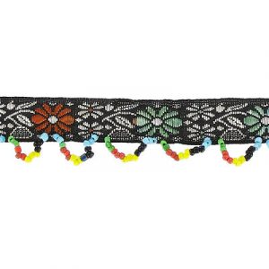 Frange de perles multicolores sur ruban décoratif. La commande minimum est de 1 verge. (SKU# SMF/S5)