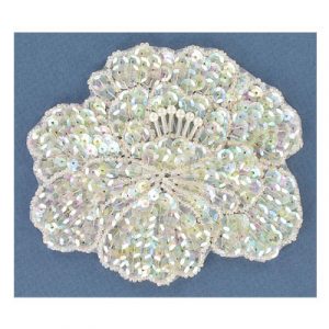 Sequin motifs, 11x10cm, 4.5"x34", large flower, crystal iris (SKU# SMHT5/CIR). Sold individually.