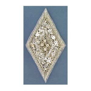 Appliques en paillettes, carreau, argent, 7.5x13.5cm (3"x5.5"). Vendu separement. (SKU# SMM225/SI)