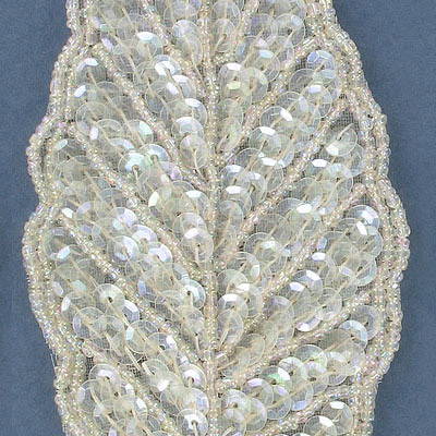 Appliques en paillettes, feuille, cristal aurore boréale, 6x13cm (2.25"x5"). Vendu en paquet de 1 paire(s). (SKU# SMM259P/CIR) – Image 2