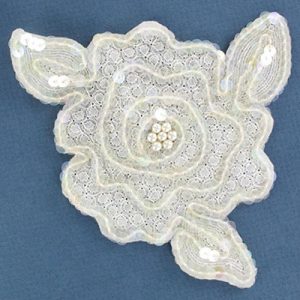 Sequin motifs, 13.5x12.5cm, 5.75x5", extra large flower, crystal iris (SKU# SMTT31230/CIR). Sold individually.