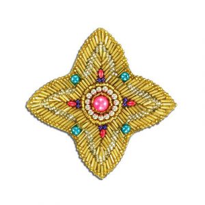 Appliques en paillettes, eclat perle, doré, 10cm (4"). Vendu separement. (SKU# SMTT31347/GL)