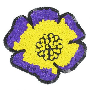 Appliques en paillettes, fleur, mauve et jaune, 15.5x13.5cm (6"x13.5"). Vendu separement. (SKU# SMTT31511/PUYE)