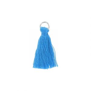 Tassel, 25-30mm, cotton, with rhodium plated jumpring, cobalt (SKU# TS29/COBALT). Sold per pack of 20