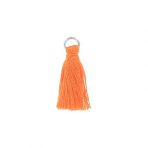 Tassel, 25-30mm, cotton, with rhodium plated jumpring, orange (SKU# TS29/ORG). Sold per pack of 20