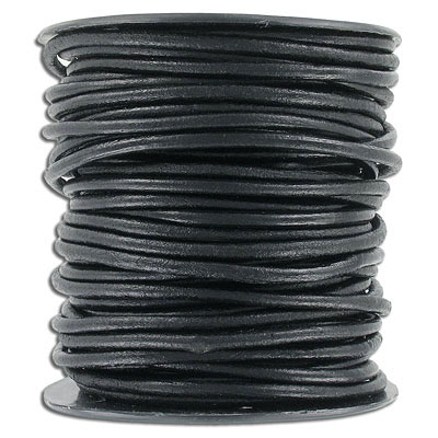 Cord leather, 3mm diameter, 25 metres, black. (SKU# TT3MMA/BLK). Sold per pack of 1 spool(s).