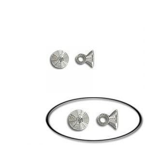 Up-eye for rivoli, rhodium imitation. (SKU# UE3/WH). Sold per pack of 100