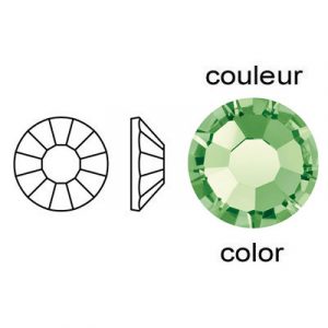 BULK - EN GROS! Preciosa chaton rose, machine cut, VIVA 12, ss12 size, peridot color. (SKU# CRMV/SS12/222). Sold per pack of 1440