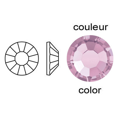 BULK - EN GROS! Chaton rose Preciosa, coupé à la machine, VIVA 12, cristal à dos plat, grandeur ss20, améthyste pâle. Vendu en paquet de 1440. (SKU# CRMV/SS20/214)